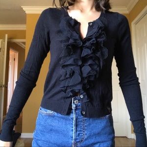 Abercrombie & Fitch navy XS cardigan with ruffles